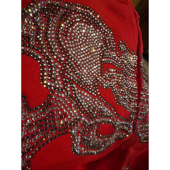 Guapi Skeleton Pants Mens 30 Red Crystal Rhinestone Limited Edition Buckle Zip - Picture 9 of 12